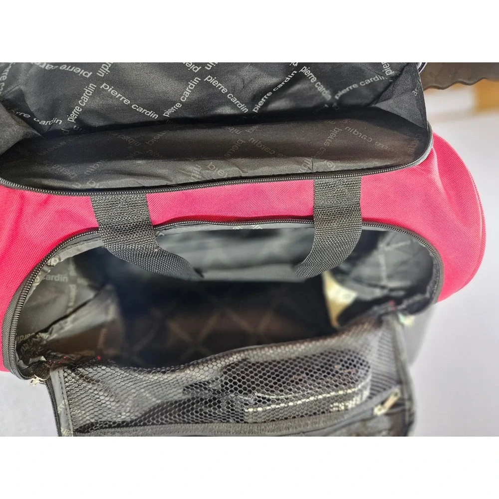 Pierre Cardin Red Canvas Duffel Bag Weekend Travel Gym Carry On (sku 153)
